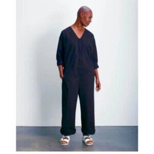 Roucha Twill/Canvas Long Sleeve Jumpsuit – Minimalist Zip Front Lagenlook NWT SP
